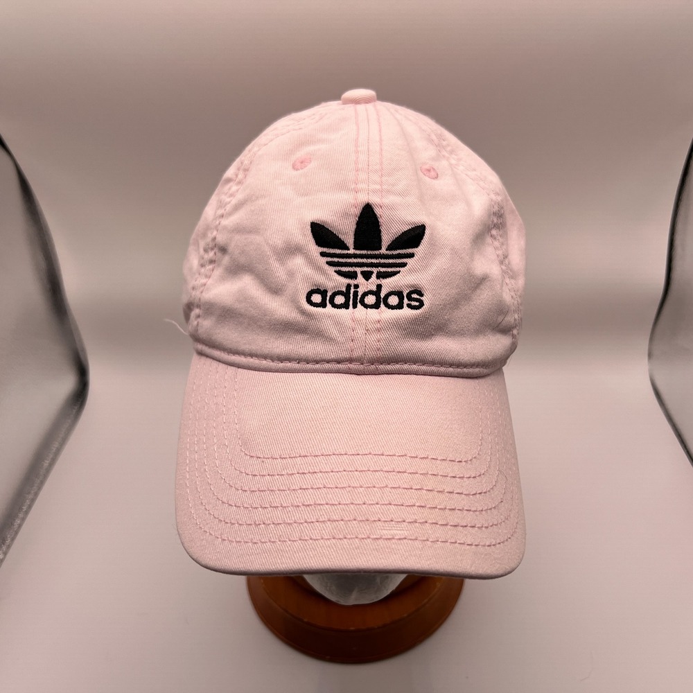 Adidas Originals Trefoil Baseball Cap Pink Cotton Strapback Hat One Size
